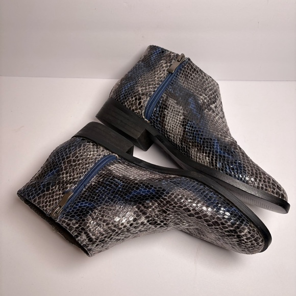 Anthropologie Vanessa Wu 38 US 8 Snake Reptile Print Leather Ankle Boots Booties - Picture 3 of 10